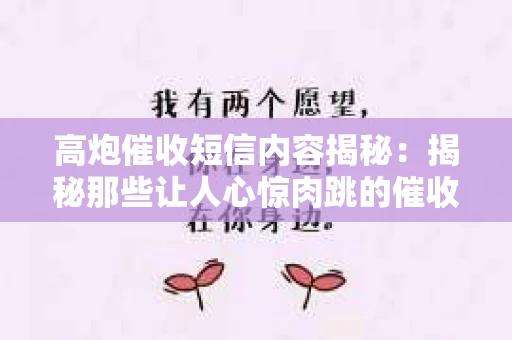 高炮催收短信内容揭秘：揭秘那些让人心惊肉跳的催收手段